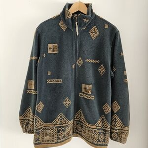 Vintage Woolrich Fleece Jacket Womens Medium Southwestern Pattern Tribal Aztec